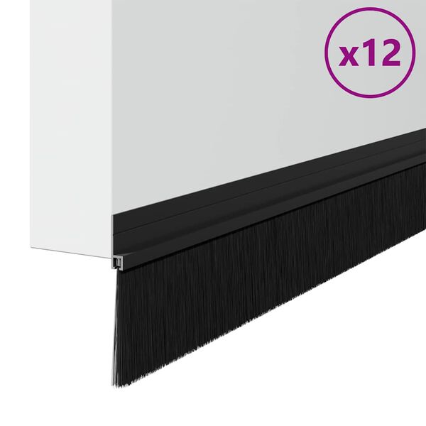 vidaXL Samolepljiva tesnila za vrata 12 pcs Črna 100 cm