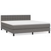 vidaXL Box spring postelja z vzmetnico siva 180x200 cm umetno usnje
