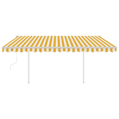 vidaXL Avtomatsko zložljiva tenda s stebrički 4,5x3,5 m rumena in bela