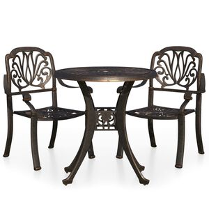 vidaXL Bistro garnitura 3-delna liti aluminij bronasta