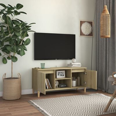 vidaXL TV omarica z lesenimi nogami sonoma hrast 103,5x35x50 cm