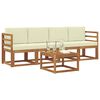 vidaXL Zunanja garnitura za sedenje z blazino 5 pcs Naravna in smetana