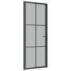 vidaXL Notranja vrata 76x201,5 cm črno mat steklo in aluminij