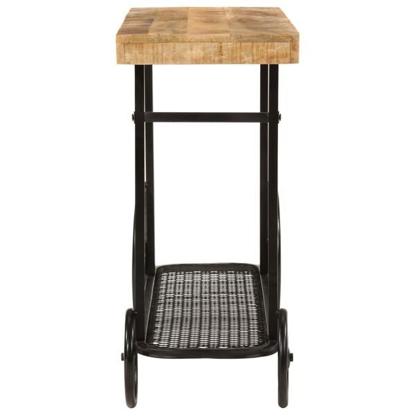 vidaXL Konzolna mizica 112x36x76 cm trden mangov les in železo