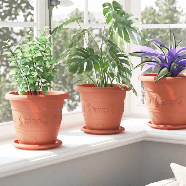 vidaXL Krožni cvetlični pladenj 6 pcs Kamnito rdeča &Oslash; 17,5 x 2 cm