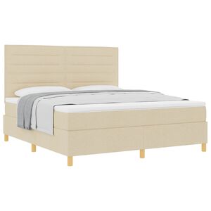vidaXL Postelja z vzmetnico z vzmetnico krema 180 x 200 cm blago