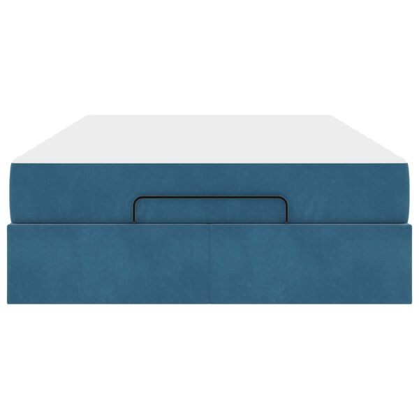 vidaXL Posteljni okvir z vzmetnico z vzmetnico 2 pcs Modra Žamet