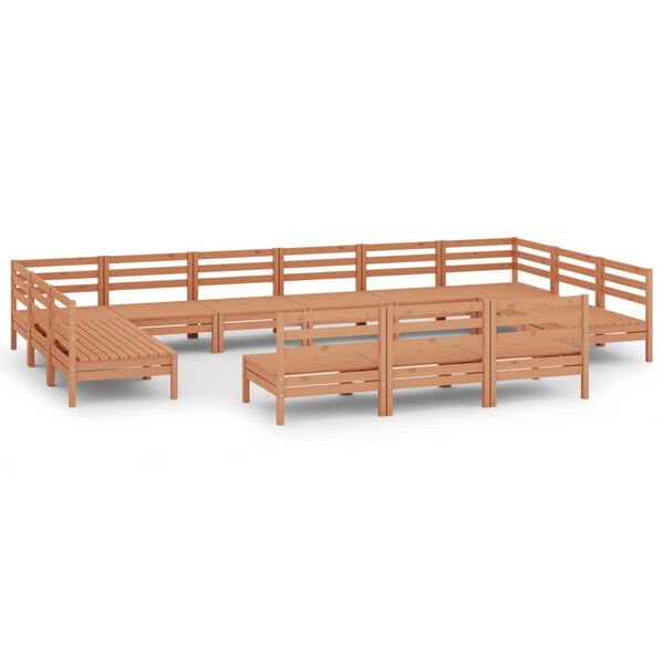 vidaXL Vrtna sedežna garnitura 13-delna medeno rjava trdna borovina