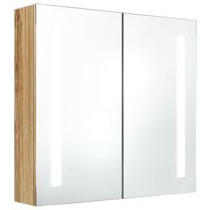 vidaXL LED kopalni&scaron;ka omarica z ogledalom hrast 62x14x60 cm