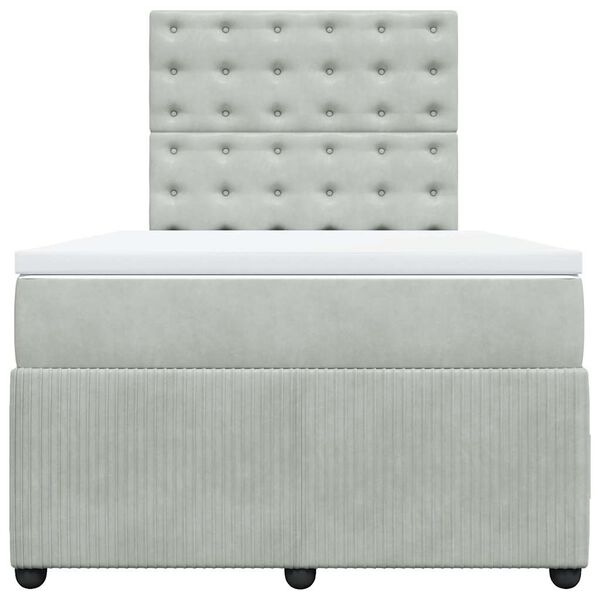 vidaXL Box spring postelja z vzmetnico svetlo siva 120x200 cm žamet