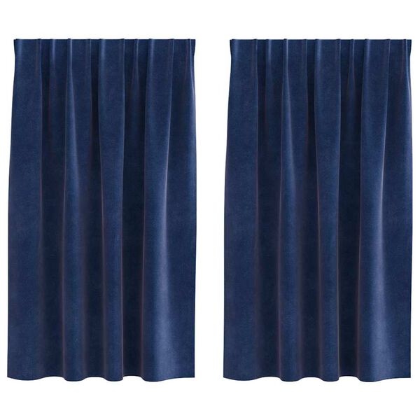 vidaXL Zatemnitvene zavese 2 pcs Temno modra 140 x 140 cm Žamet