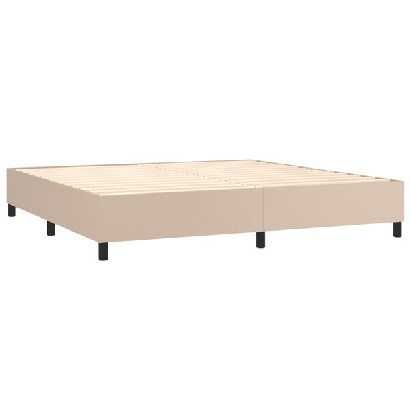 vidaXL Box spring postelja z vzmetnico kapučino 200x200 cm um. usnje
