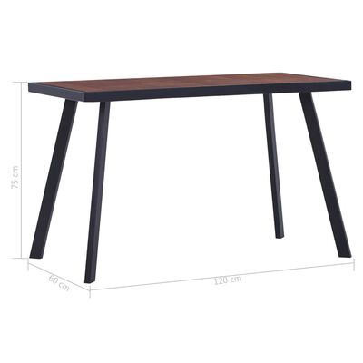 vidaXL Jedilna miza naravna in črna 120x60x75 cm MDF
