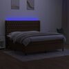 vidaXL Box spring postelja z vzmetnico LED temno rjava 180x200cm blago