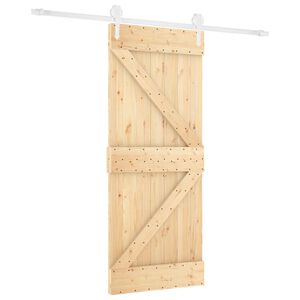 vidaXL Drsna vrata 80 x 210 cm Trdna borovina Naravna in bela