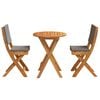 vidaXL Bistro komplet z blazino 3 pcs Olje naravno Masiven les akacije