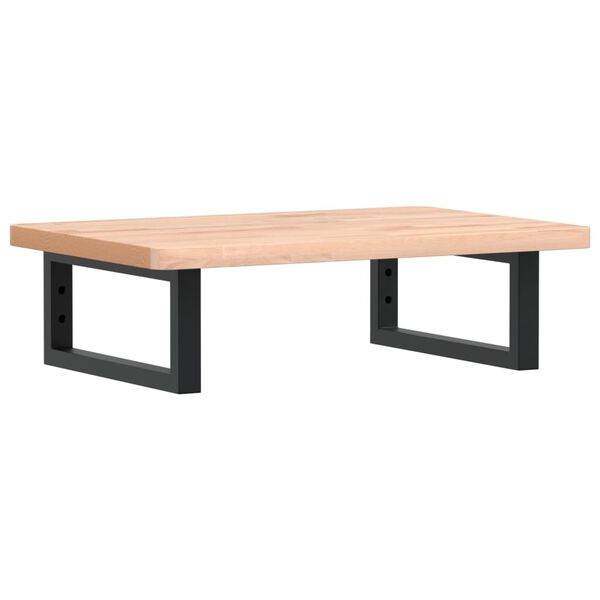 vidaXL Stenska polica za umivalnik jeklo in trdna bukovina