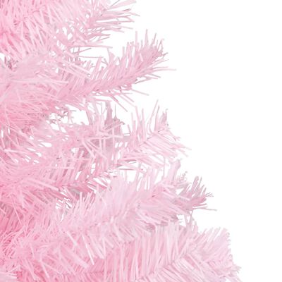 vidaXL Umetna osvetljena novoletna jelka z bunkicami roza 240 cm PVC