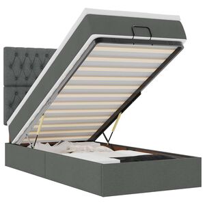 vidaXL Otomanski posteljni okvir z vzmetnico siv 100x200 cm blago