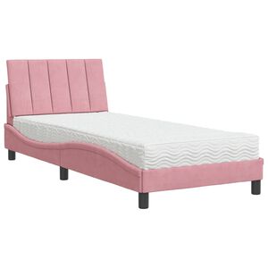 vidaXL Postelja z vzmetnico Hanko roza 80x200 cm žamet