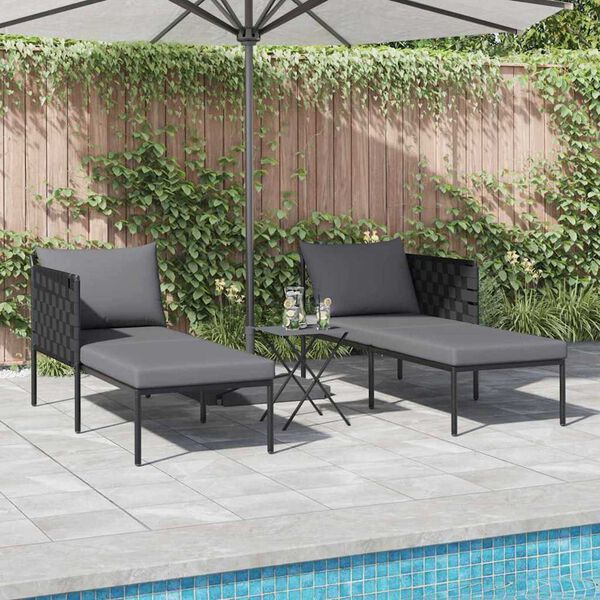vidaXL Ležalnik z blazino 2-oseba Antracit 115 x 153 x 69.5cm Jeklo