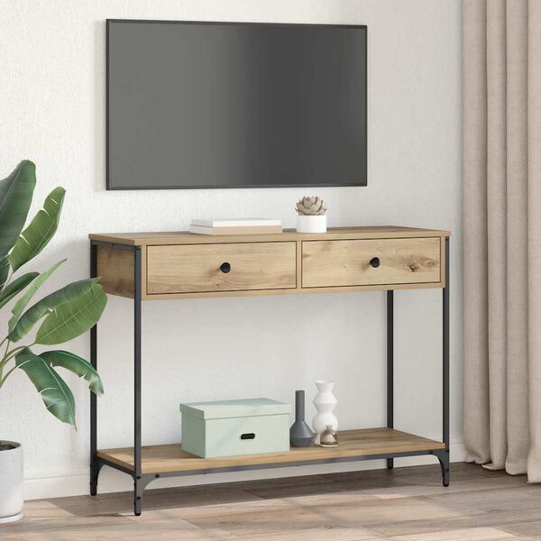 vidaXL Konzolna miza Umetni hrast 100 x 34,5 x 75 cm Konstruiran les