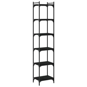 vidaXL Knjižna omara 6-nadstropna črna 40x30x188 cm inženirski les