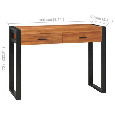 vidaXL Pisalna miza z 2 predaloma 100x40x75 cm tikovina