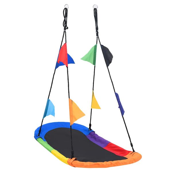 vidaXL Gugalnica gnezdo z zastavicami 165x70 cm