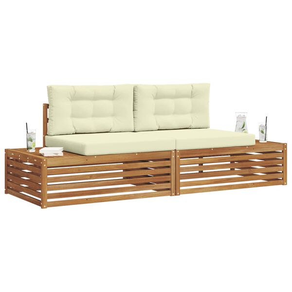 vidaXL Zunanja garnitura za sedenje z blazino 2 Kos Naravna in smetana