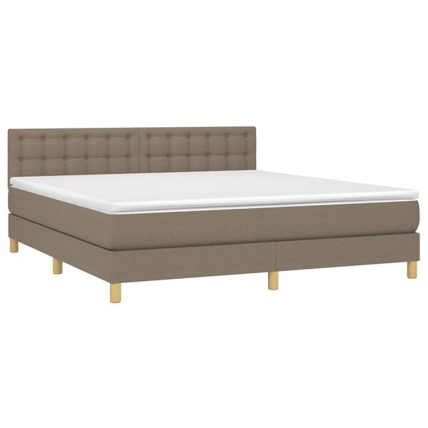 vidaXL Box spring postelja z vzmetnico LED taupe 180x200 cm blago