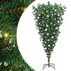 vidaXL Obrnjen umetni božični drevesec s kroglicami Zelena 180 cm PVC