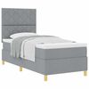vidaXL Postelja z vzmetnico z vzglavjem Svetlo siva 90 x 200 cm blago