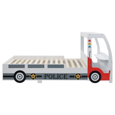 vidaXL Otroška postelja policijski avto z vzmetnico 90x200 cm
