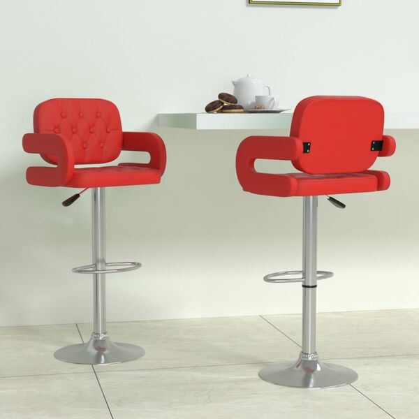 vidaXL Barski stolčki 2 kosa rdeče umetno usnje