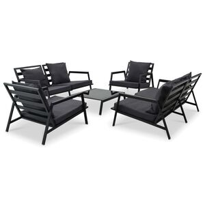 vidaXL Vrtna garnitura z blazinami 5-delna aluminij temno siva