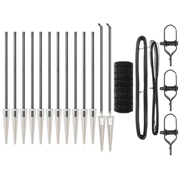 vidaXL Ograja s stebrom Siva 0,6 x 25 m Jeklo in PVC