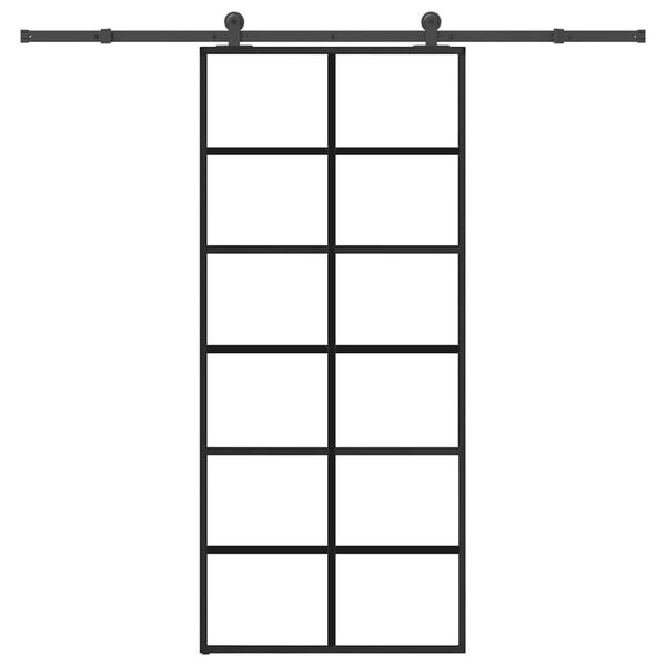 vidaXL Drsna vrata z opremo 90x205 cm ESG steklo in aluminij
