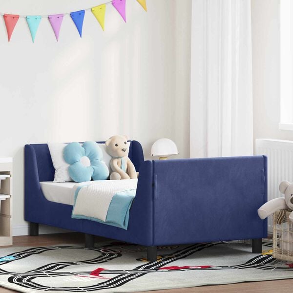 vidaXL Otroški posteljni okvir z vznožjem Policijska modra 80 x 160 cm