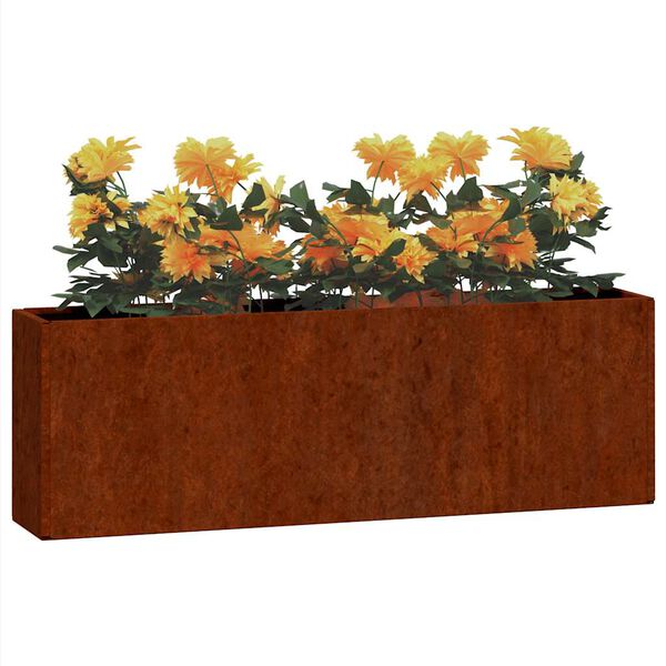 vidaXL Stensko cvetlično korito 2 kosa rjasto corten jeklo 53x10x17 cm