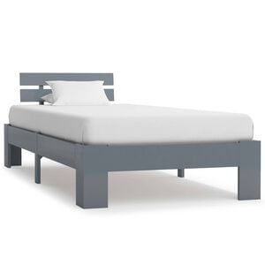 vidaXL Posteljni okvir siv iz trdne borovine 90x200 cm