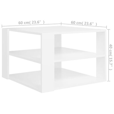 vidaXL Klubska mizica bela 60x60x40 cm iverna plošča
