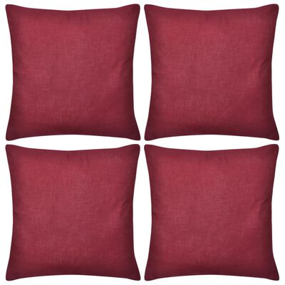 130932 4 Burgundy Cushion Covers Cotton 50 x 50 cm
