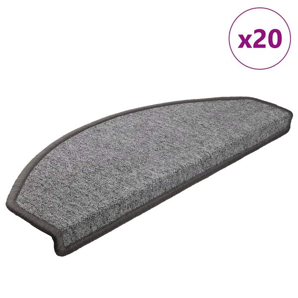 vidaXL Stopni&scaron;čne preproge 20 kosov 65x24x4 cm temno sive polkrožne velike