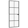 vidaXL Notranja vrata črna 83x201,5 cm kaljeno steklo & aluminij tanka