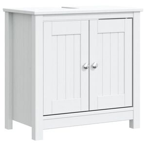 vidaXL Kopalni&scaron;ka omarica BERG bela 60x34x59 cm trdna borovina