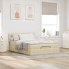 vidaXL Otomanska postelja z vzmetnico & LEDs smetana 140x190 cm