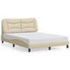 vidaXL Posteljni okvir brez vzmetnice Hvar krem 140x190 cm blago