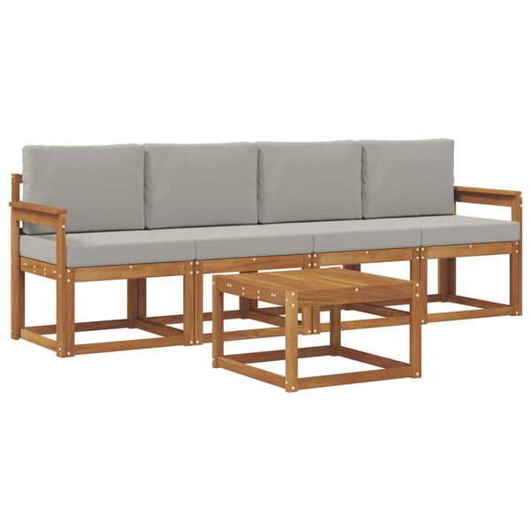 vidaXL Zunanja garnitura za sedenje 5 pcs Naravna in svetlo siva