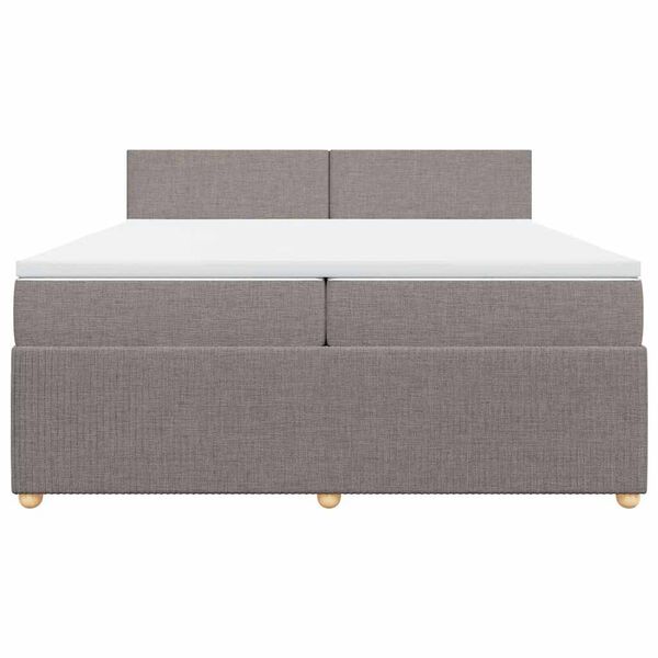 vidaXL Box spring postelja z vzmetnico taupe 200x200 cm blago